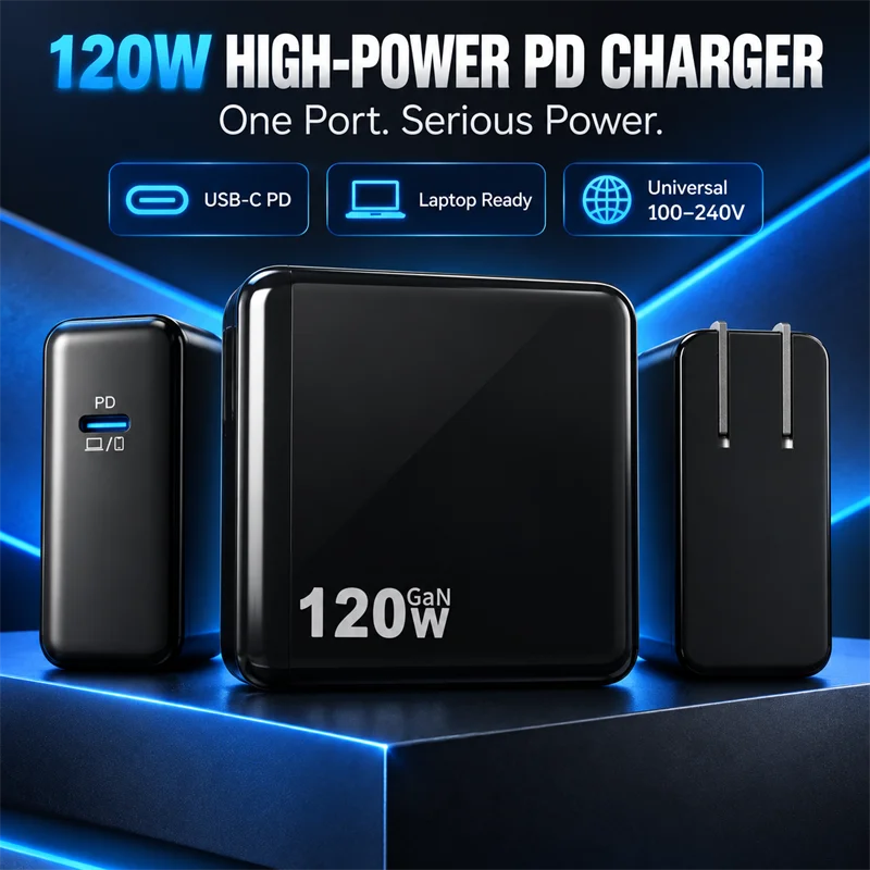 120W USB-C Fast Charger, and Power Adapter for MacBook Pro, MacBook Air, iPad Pro, Samsung Galaxy, and All USB-C Devices - Image 1