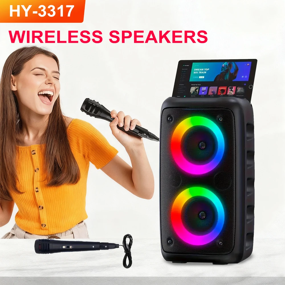 Portable Bluetooth Karaoke Speaker Ring Light TWS Wireless Stereo Speaker - Image 3