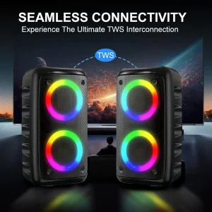 Portable Bluetooth Karaoke Speaker Ring Light TWS Wireless Stereo Speaker - Thumbnail Image 6